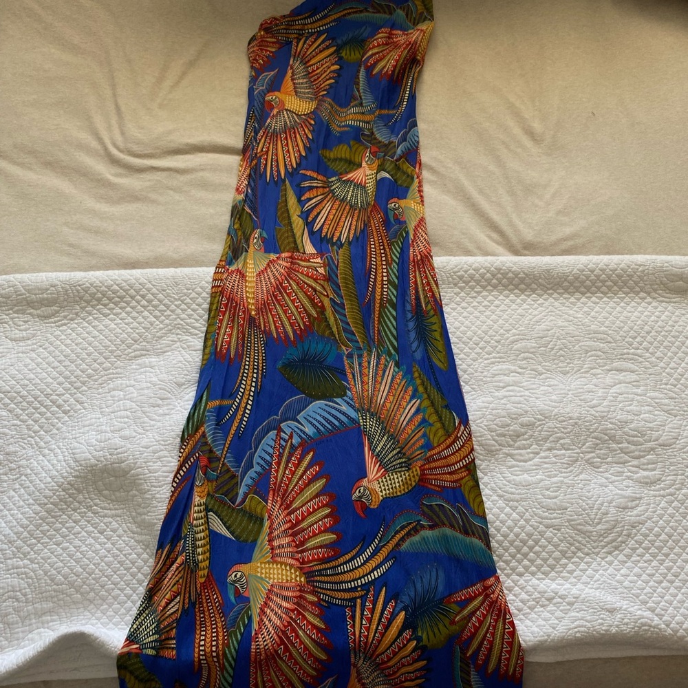 FARM Rio Blue Parrot Print Dress